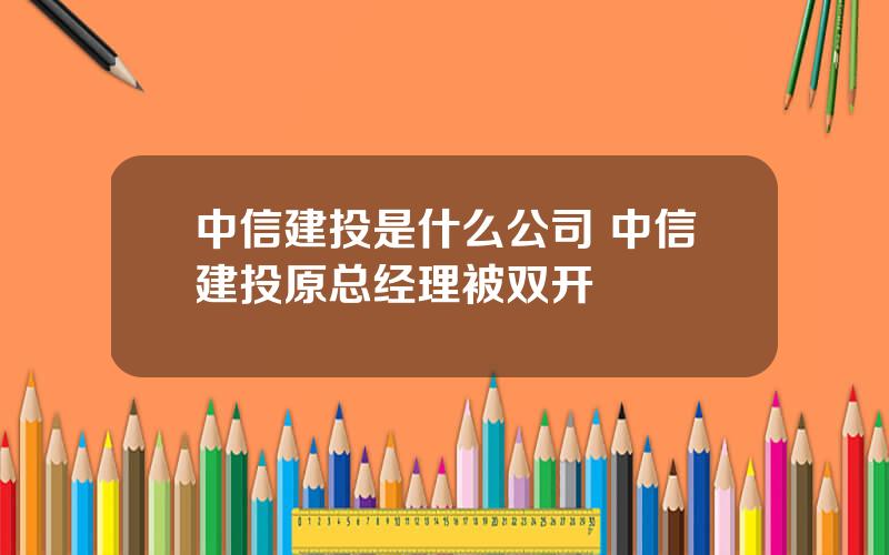 中信建投是什么公司 中信建投原总经理被双开